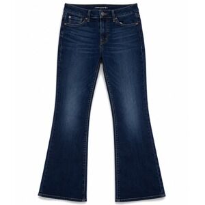 Lucky Brand Bridgette Mini Boot‎ Jeans Womens 2/26 Dark Blue Flare High Rise